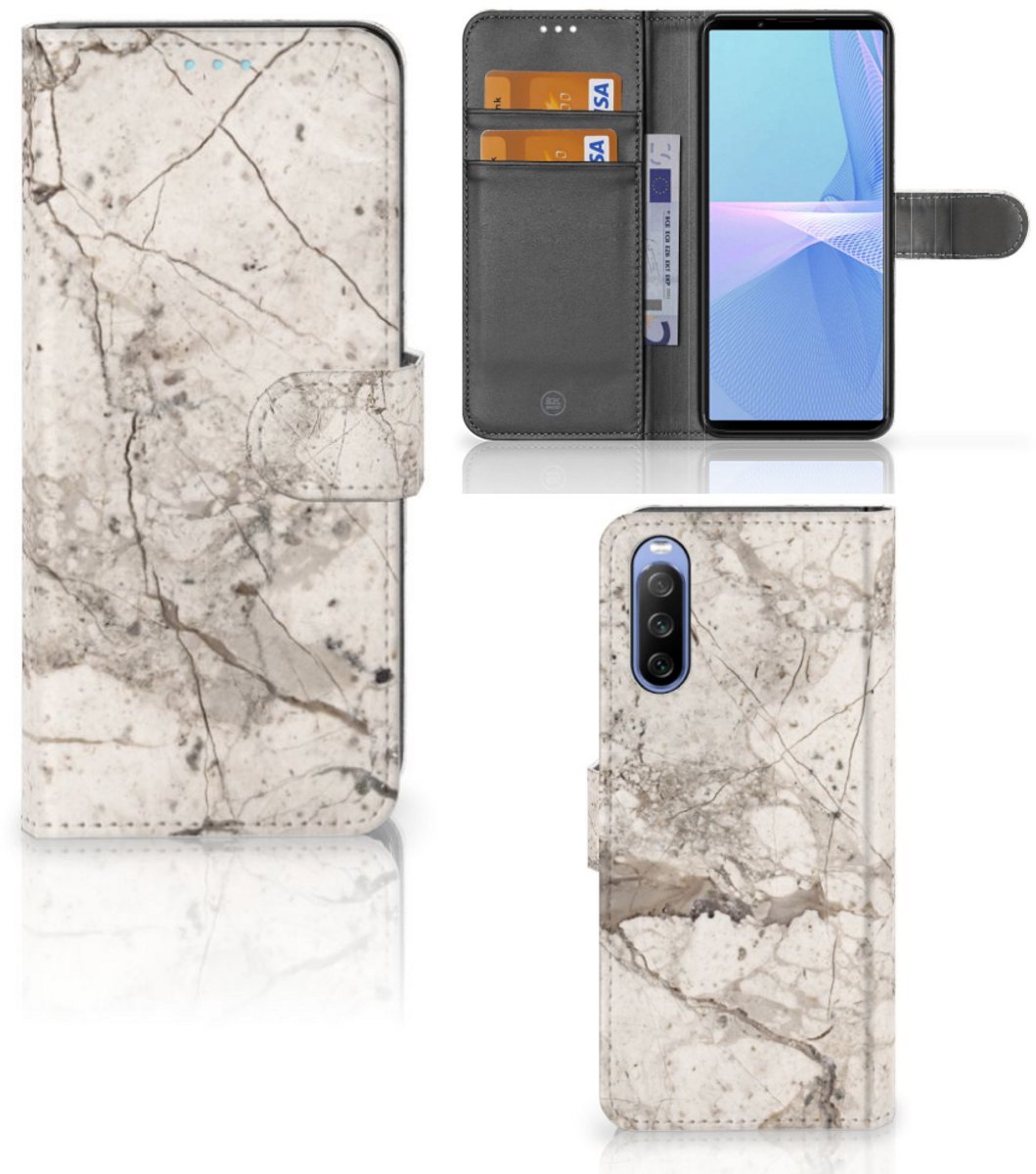 Sony Xperia 10 III Bookcase Marmer Beige