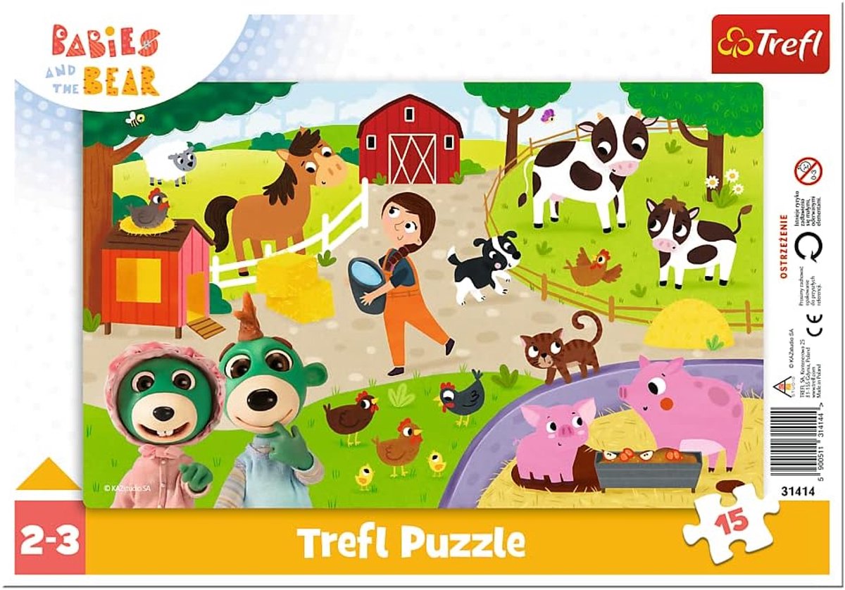 Schattige Baby Puzzels - 15 Grote Stukken Voor Peuters, Boerderij Dieren en Sprookjesfiguren