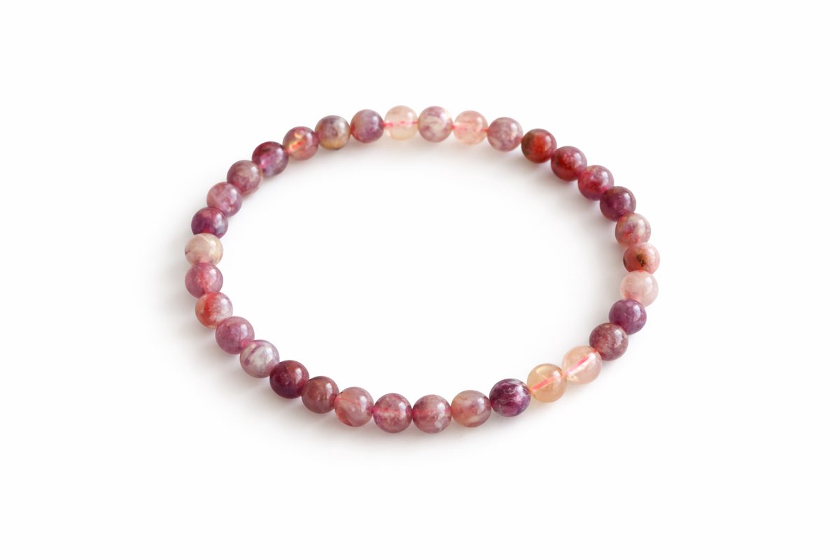 Toermalijn Armband – 6 mm Kralen – Ø 17 cm – Roze & Multicolor Edelsteen Armband – Natuursteen Armband voor Dames en Heren