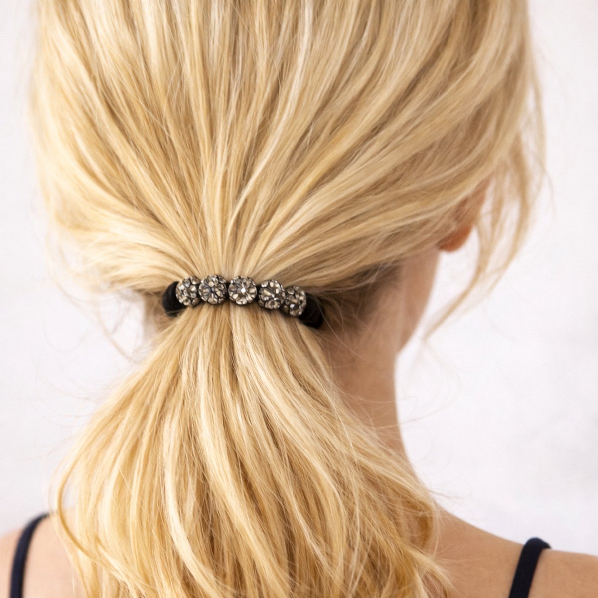 Haarelastiekjes - Haarklem - Haar accessoires - Haarspeld - Haarelastiekje - Haarclip - Haarklemmen - Dames - Meisjes - Zwart/Grijs - Strass - Luxe - Cadeau Tip