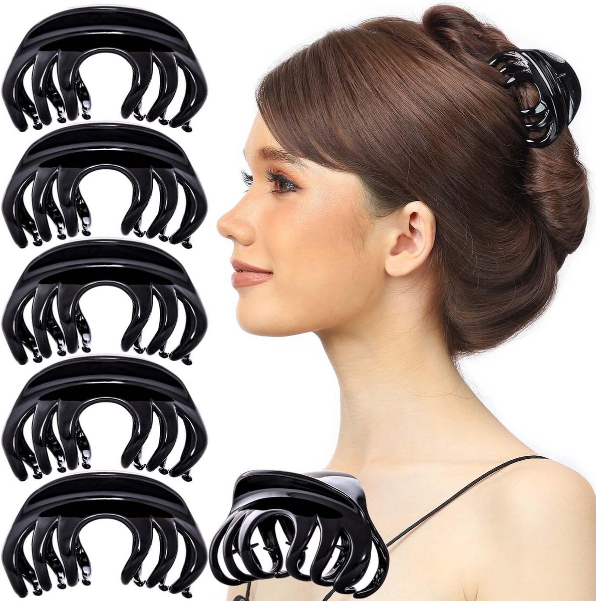 Haarklemmen Set van 6 voor Dames - Grote Tanden, Stevige Grip, Elegante Haaraccessoires