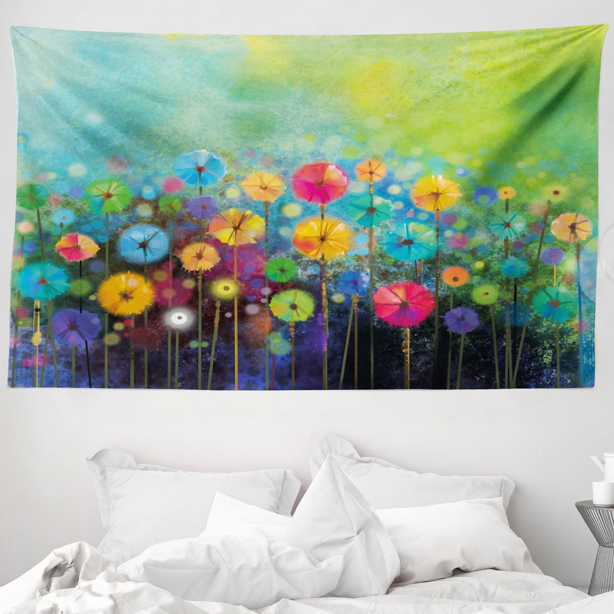 ABAKUHAUS Bloemenwandtapijt, Paardenbloemen in de tuin, 230 x 140 cm, Meerkleurig