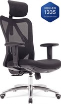 LifeGoods Ergonomische Bureaustoel - NEN1335-gecertificeerd - Gamestoel - Office Chair - Volwassenen - Kantoorstoel - Hoofdsteun - Zwart/Chroom