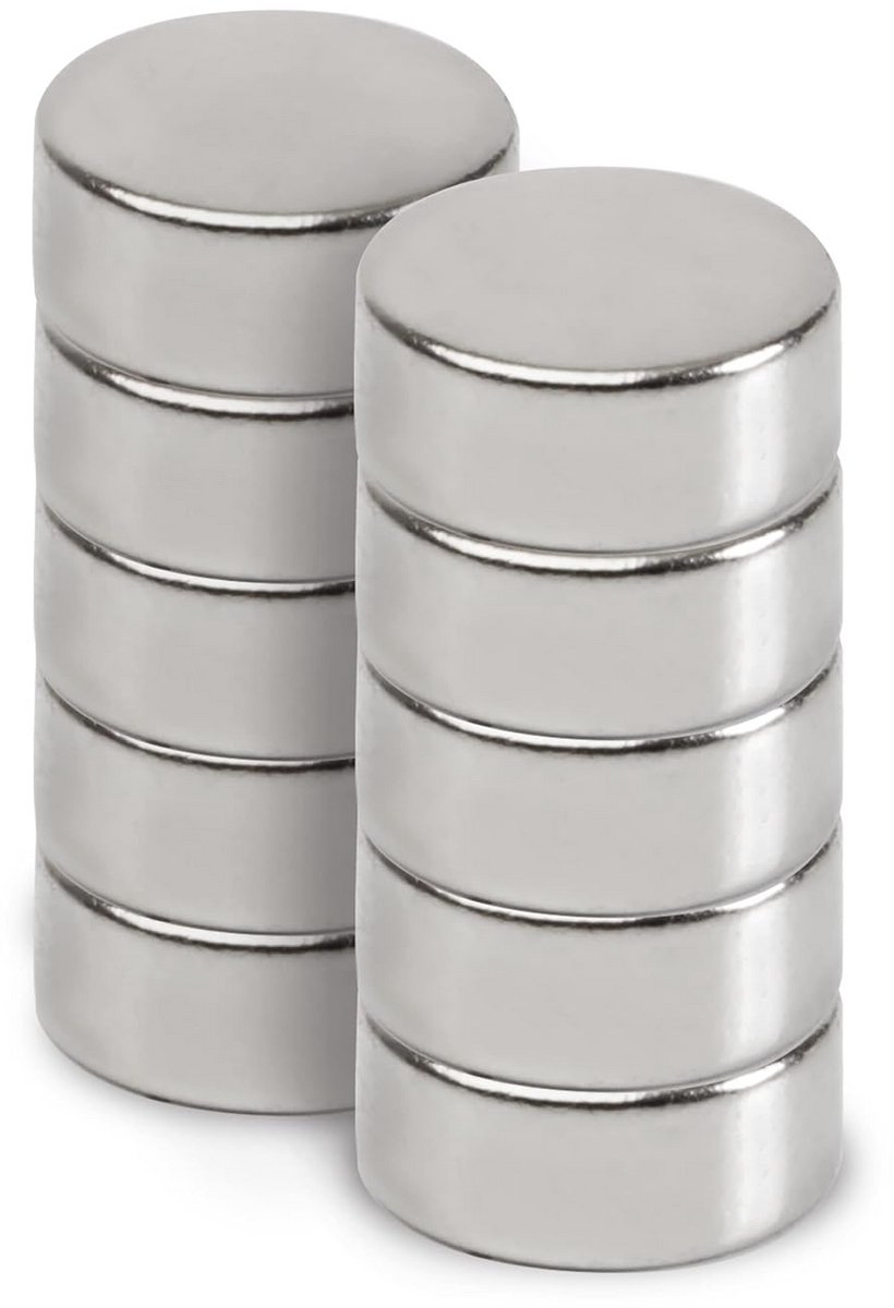 Neodymium schijfmagneten Ø 12 x 5 mm - 10 stuks - Sterke magneten voor veelzijdig gebruik