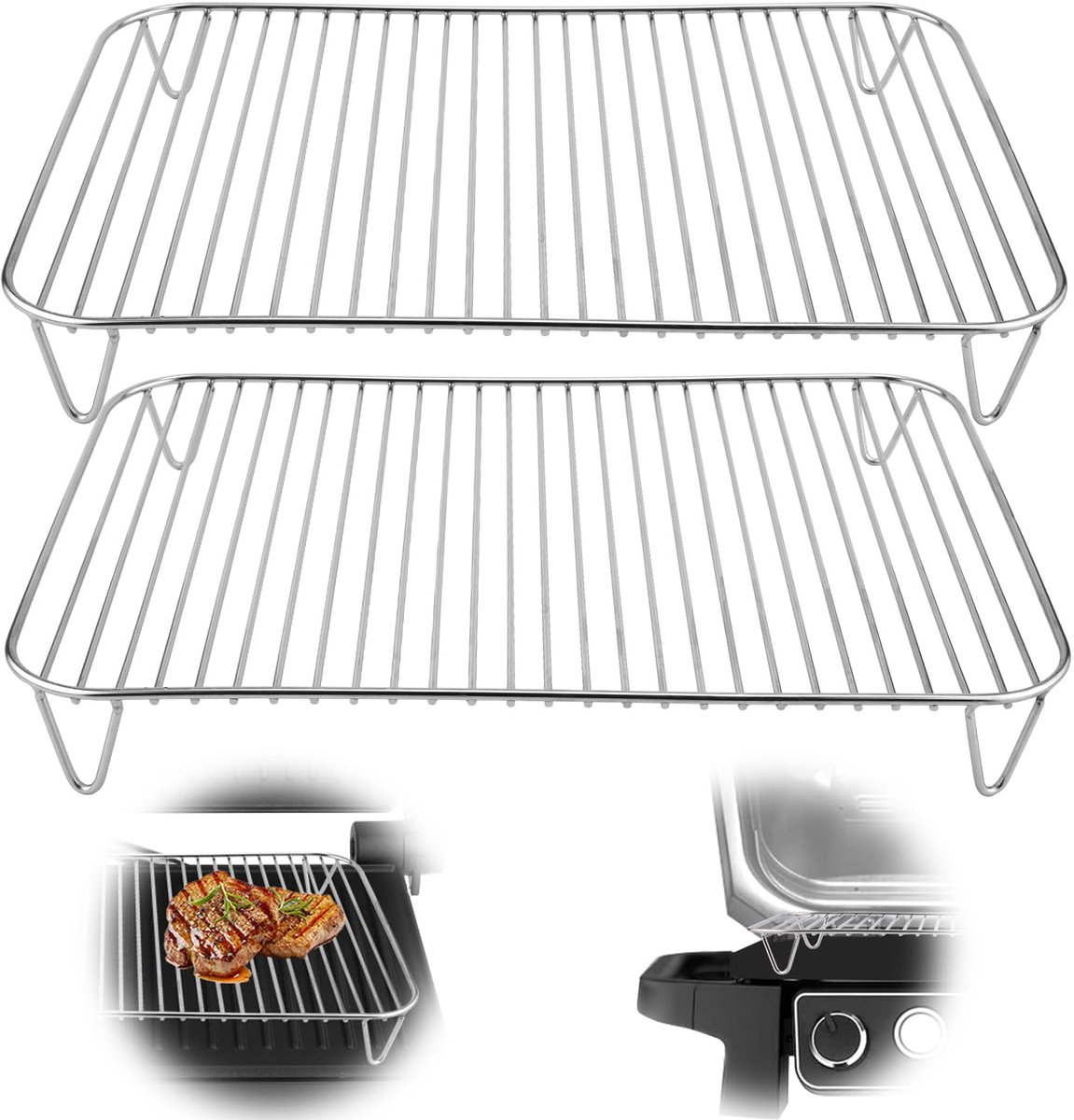 Set van 2 Kookroosters - Roestvrij Staal - Geschikt voor Ninja Woodfire en Rookgrills