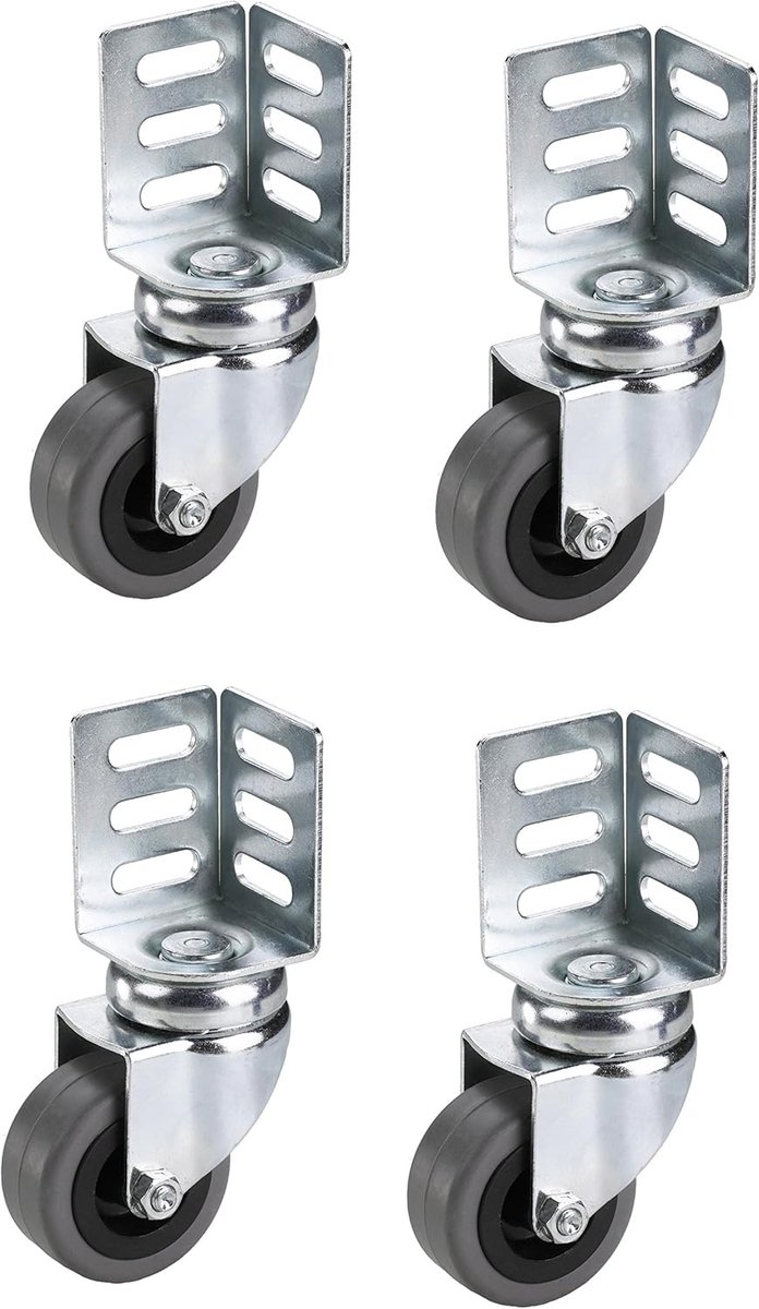 Set van 4 zwenkwielen 50 x 21 mm met rubberen banden