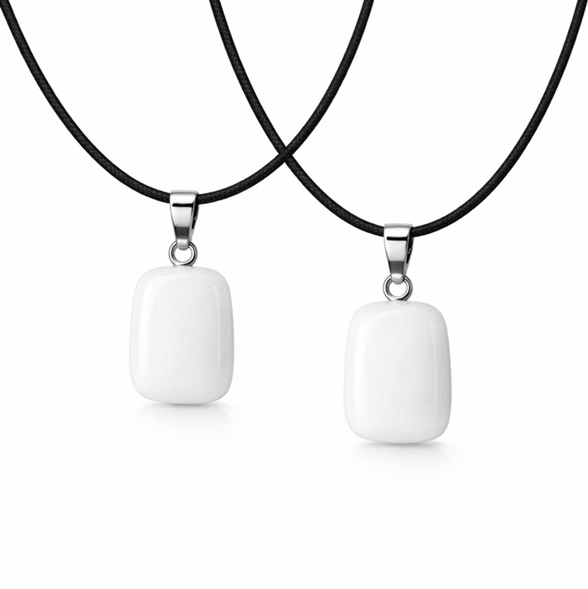 Ketting met Natuursteen Witte Jade - 2 Steentjes - Inclusief Touwketting - EmmyRovi