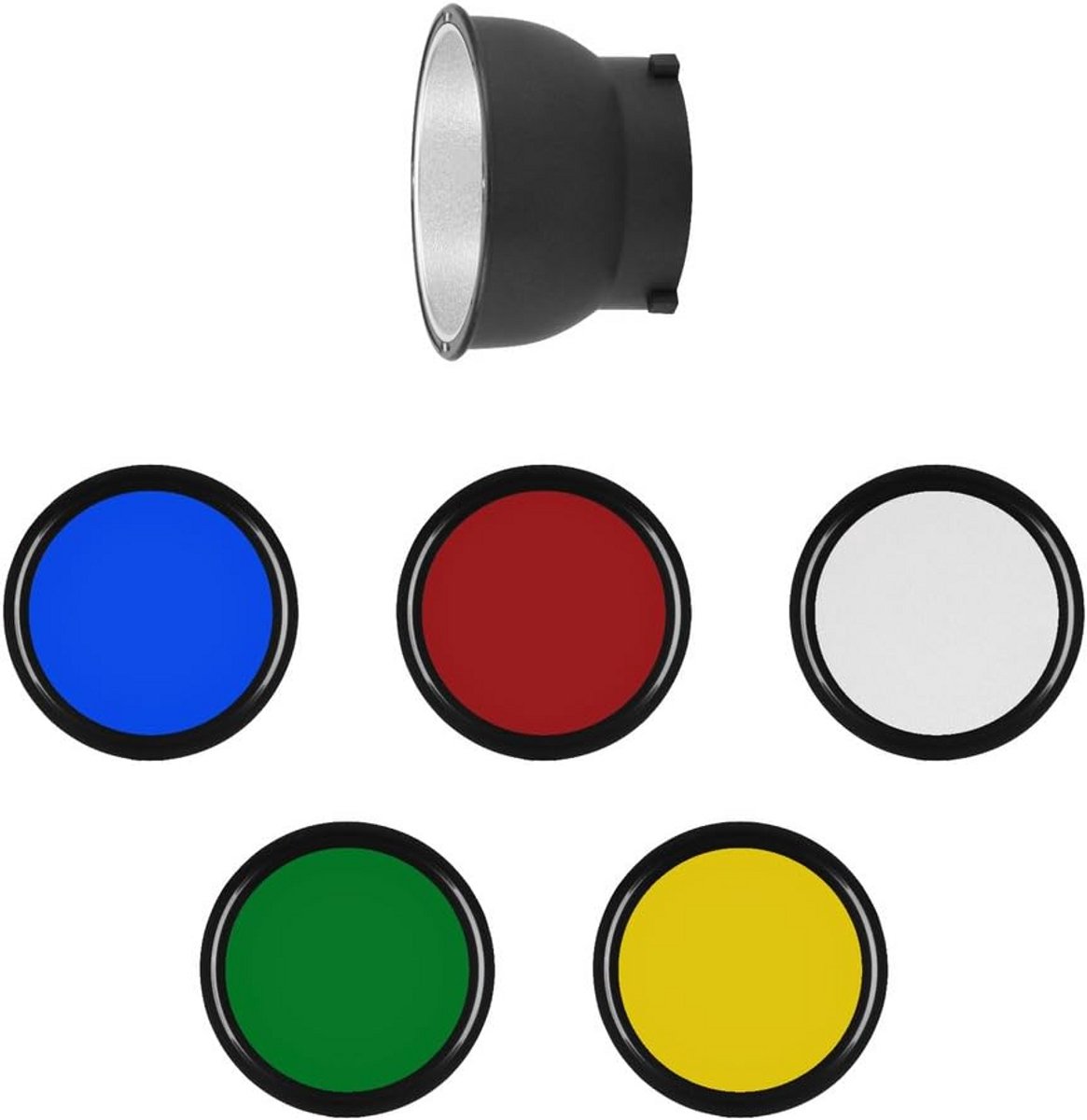 Professionele reflector met 45° stralingshoek en 5 kleurfolies voor optimale belichting