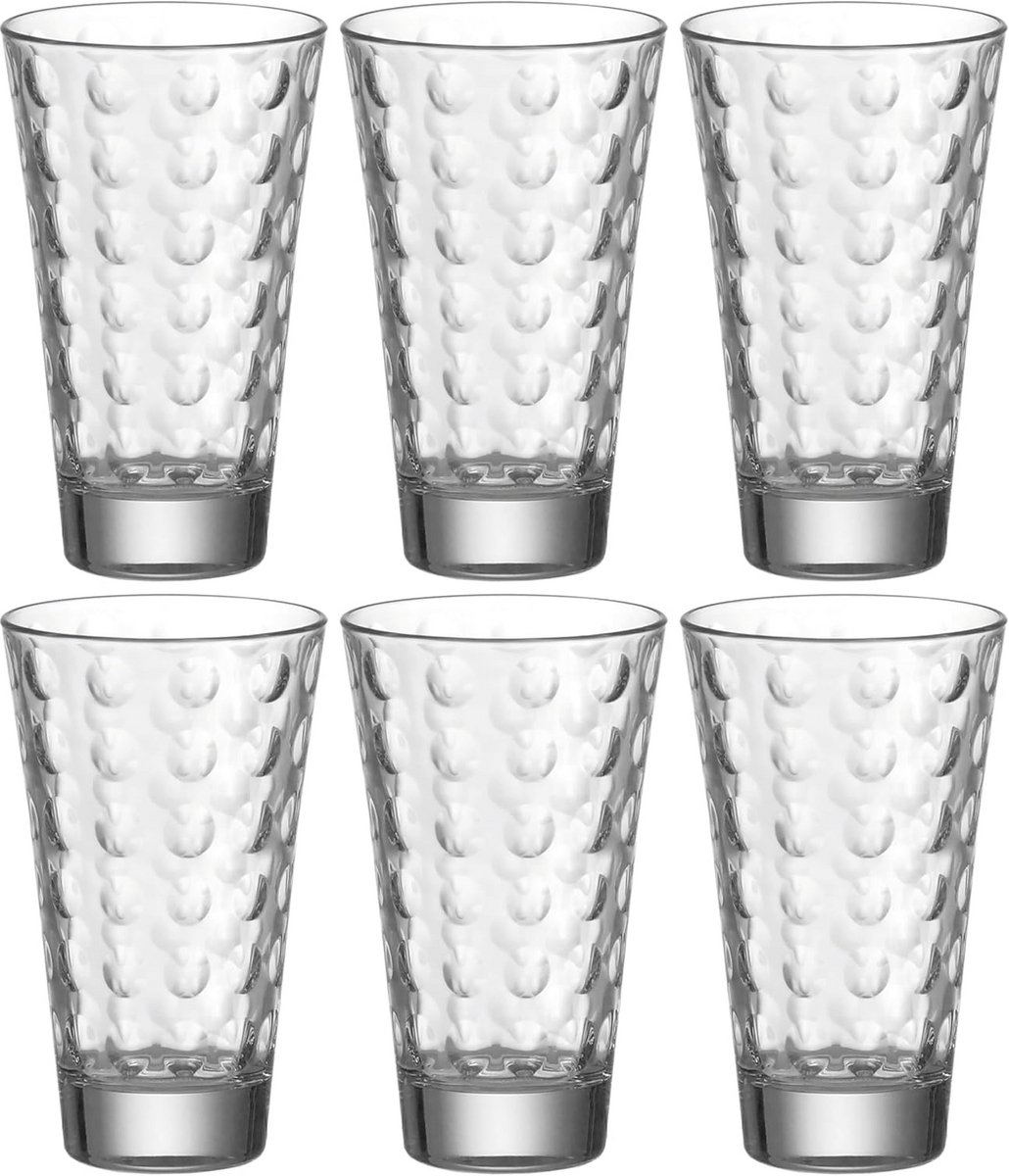Set van 6 Conische Drinkglazen met Binnenreliëf - 300 ml