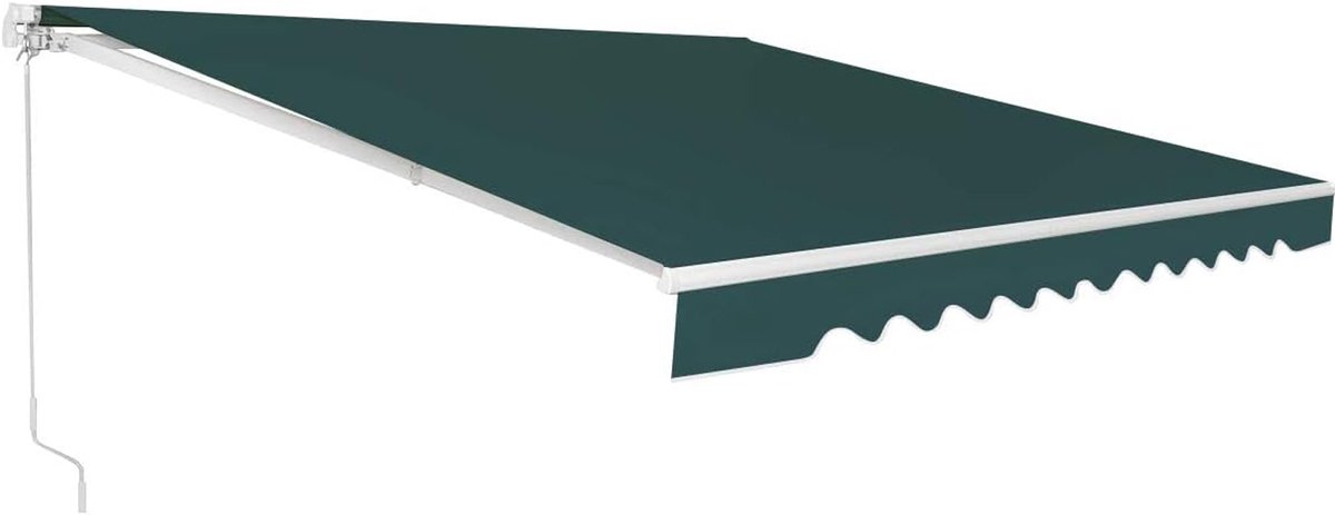 KOMFOTTEU 3,6x3m Luifel met scharnierarm, zonwering, luifel, balkonluifel, intrekbaar met handslinger, zonwering, anti-UV en waterdicht, van metaal en polyester, met instelbare hoek