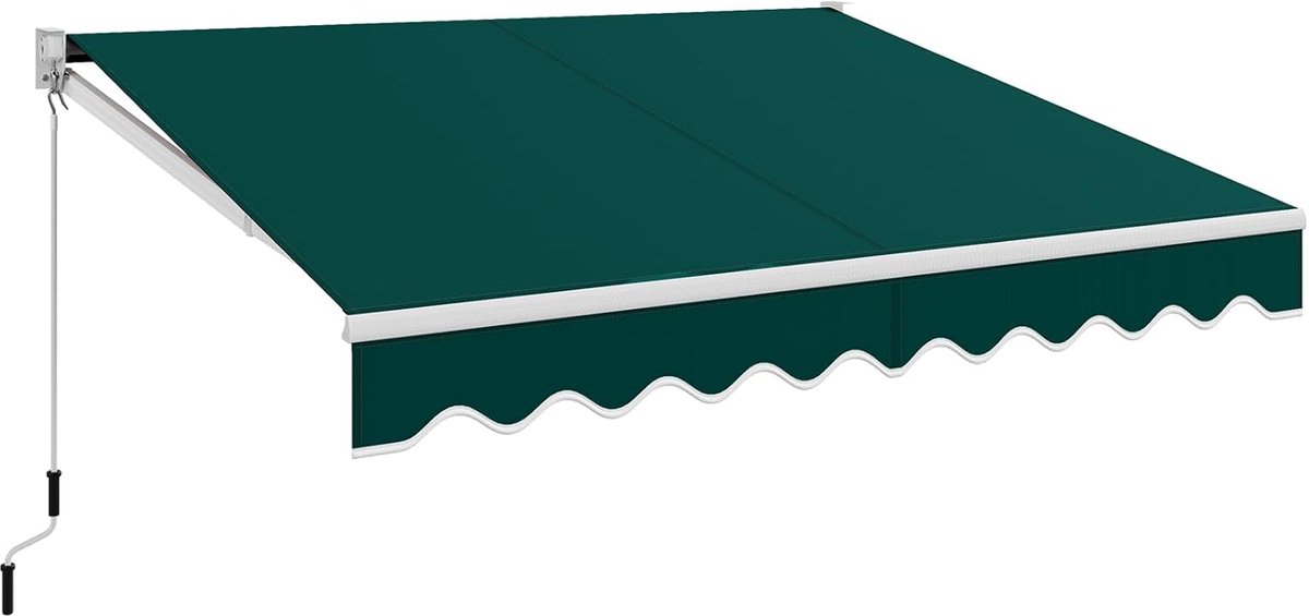 KOMFOTTEU Zonwering met scharnierarm, 295 x 250 cm, luifel voor balkon, terrasluifel met 5-60° instelbare hoek, uv-bestendig en waterafstotend, zonwering met handslinger, aluminium/polyester