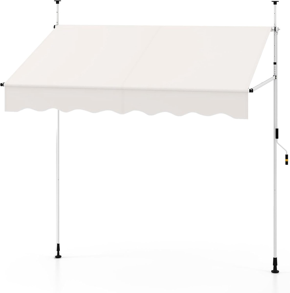 KOMFOTTEU 200 cm Klemluifel, luifel balkon zonder boren, luifel met handslinger, in hoogte verstelbaar en uv-bestendig, outdoor intrekbare zonwering voor balkon, terras en tuin
