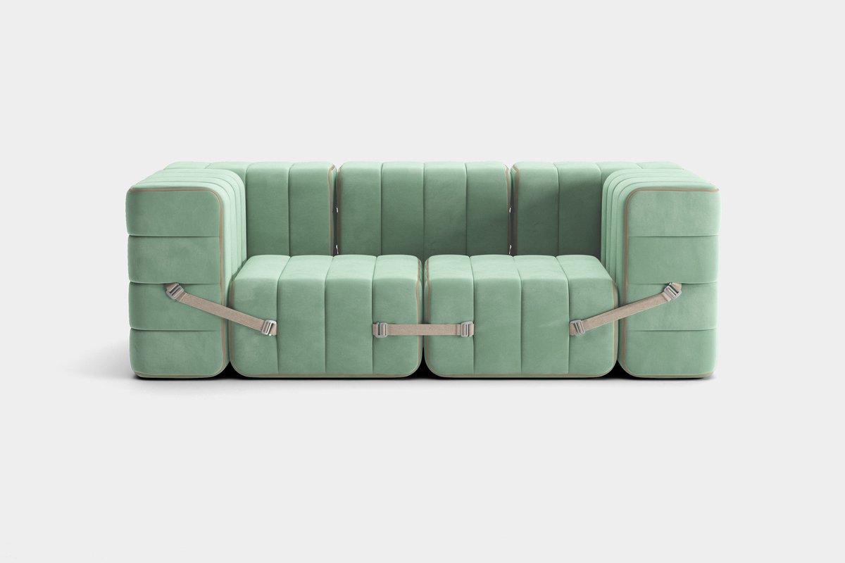 ambivalenz modulaire bank curt – 7 modules – barcelona - licht groen