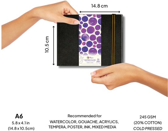 Aquarel tekenboek A6 - 245GSM katoen koudgeperst papier - 50 pagina's — afbeelding 5