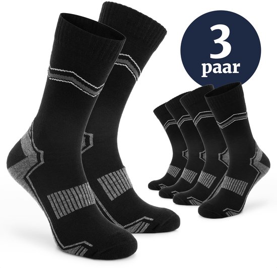 Jacob & Roy's Wandelsokken Dames & Heren met Merinowol - Hiking Sokken - 3 Paar - Anti Blaren - Naadloos - Maat 39-42