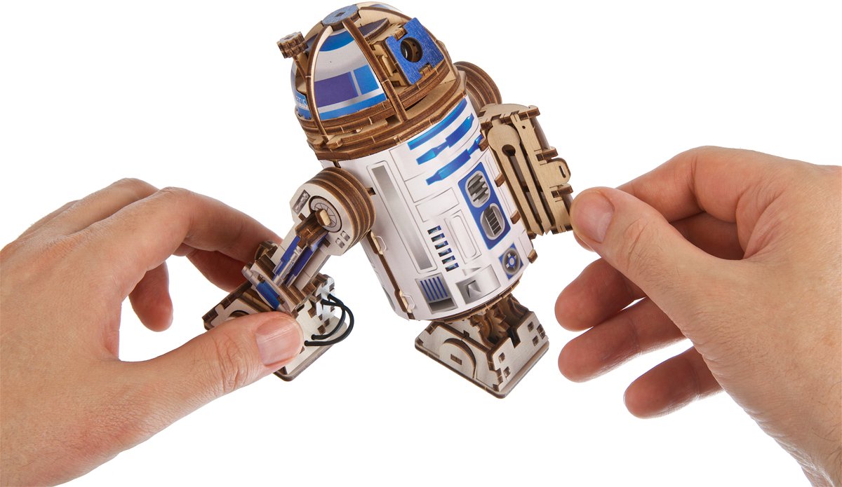 UGEARS 3D Modelbouw - R2-D2 - Star Wars - Mechanisch Bouwpakket Hout - Educatief Speelgoed — afbeelding 21