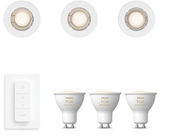 Philips Hue Peridot Set van 3 Inbouwspots (Wit) - Rond - Niet Richtbaar - GU10 - Warm tot Koelwit…