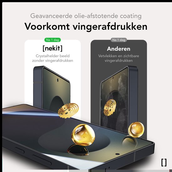 Demonstratie van een geavanceerde olie-afstotende coating die vingerafdrukken voorkomt op een telefoon met NEKIT screenprotector.