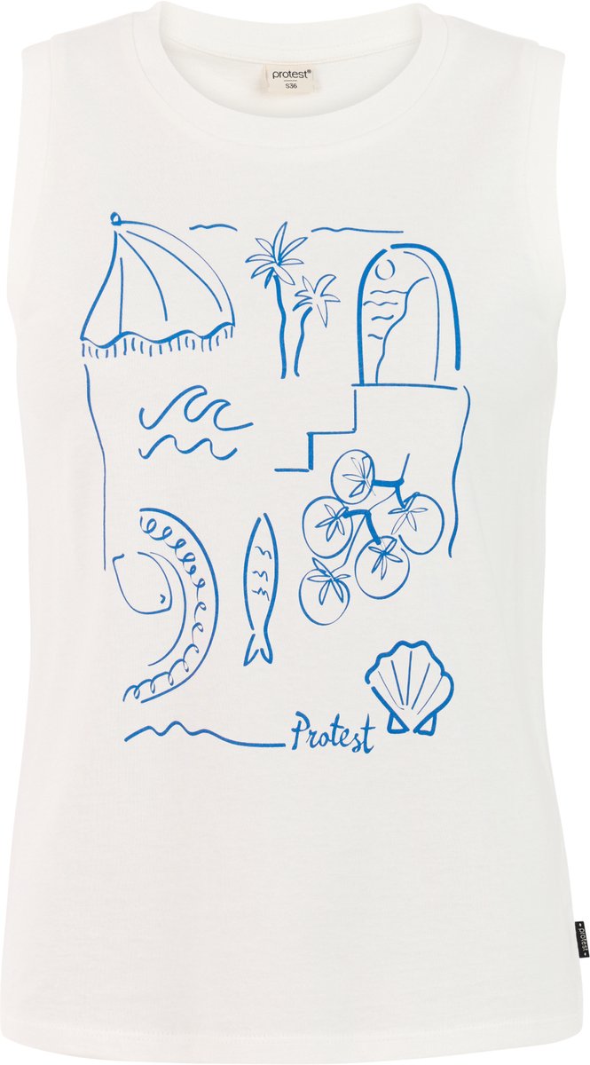 Protest PRTAnother Singlet Dames Normale pasvorm Ronde hals Mouwloos 401 Seashell Offwhite
