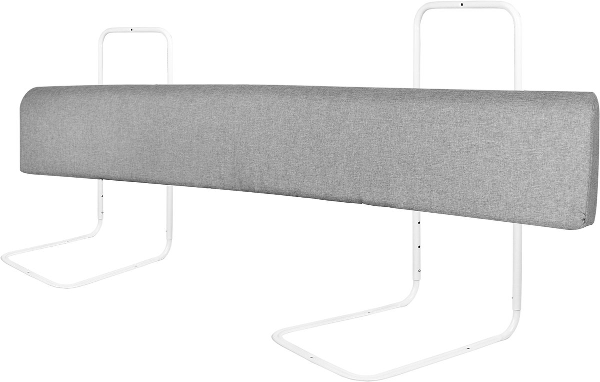 Babybedhekje, bedveiligheidshekje, 150 cm, in hoogte verstelbaar met 5 gaten, vrij te koppelen bedrandbeschermer voor gezinsbed en kinderbed (grijs) NAIZY