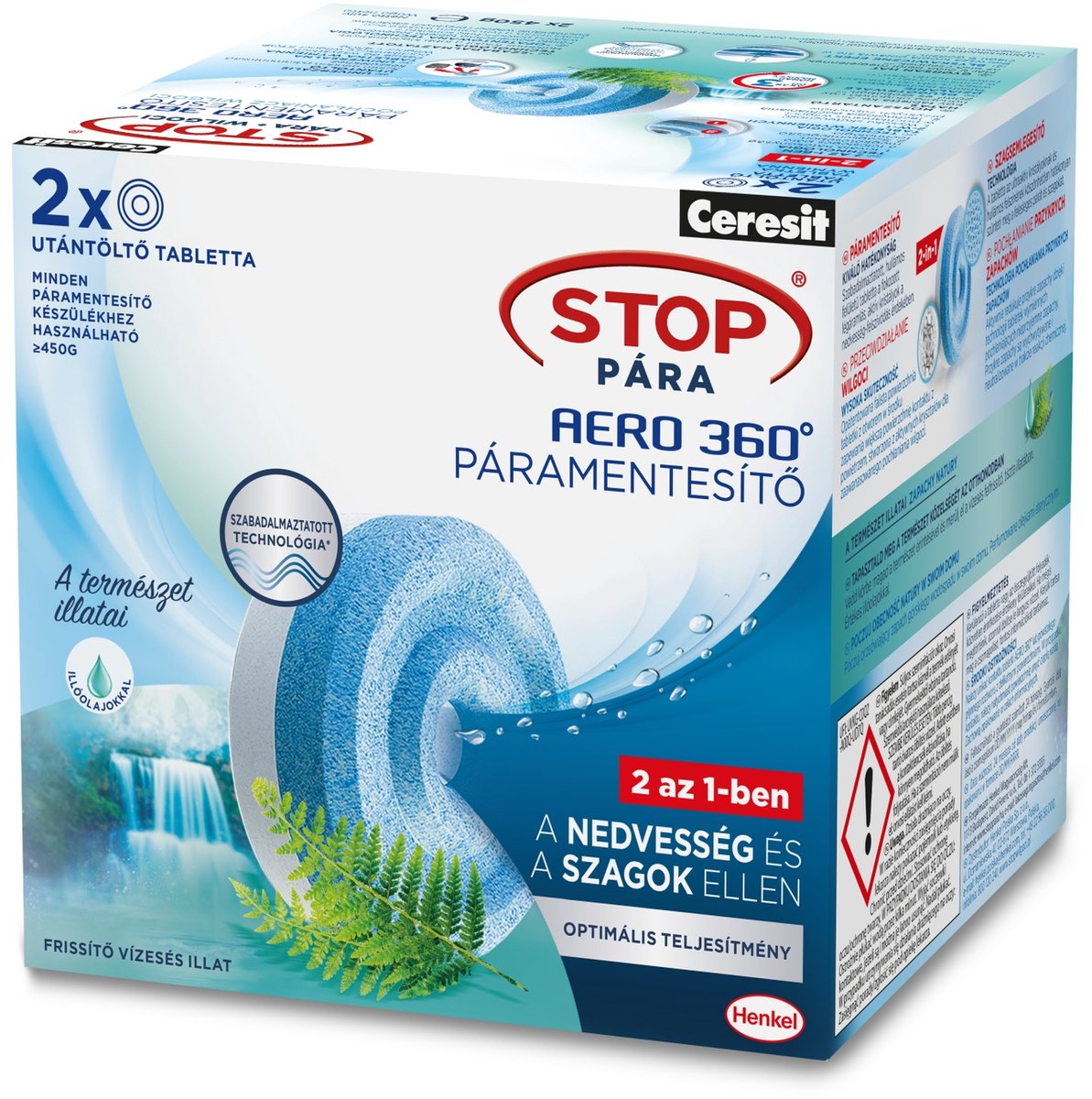 Ceresit AERO 360° Navultabletten – Refreshing Waterfall – 2 x 450 g – Vochteter Tabletten met Frisse Geur – Voor Luchtontvochtiger [H2629464]