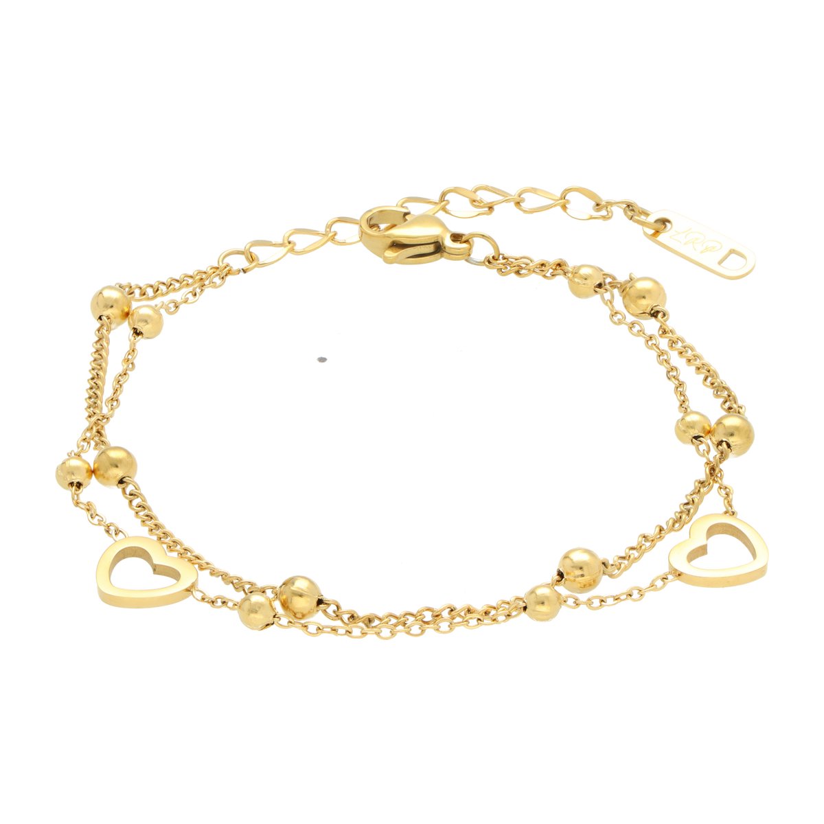 La Rosa Princesa Stainless Steel Armband Dames Goudkleurig Verguld Hartjes - Liefde om je Pols – Verstelbaar – Minimalistische Sieraden