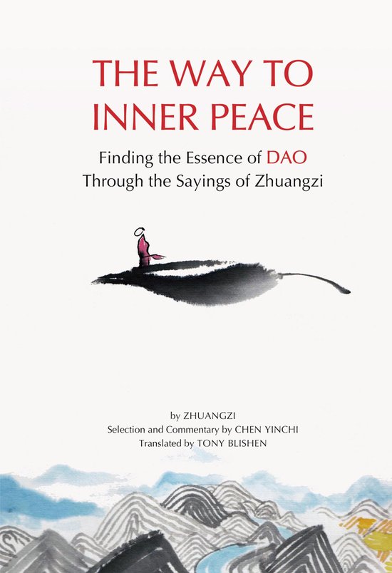 Boek "The Way to Inner Peace" met een illustratie van een zen-landschap.