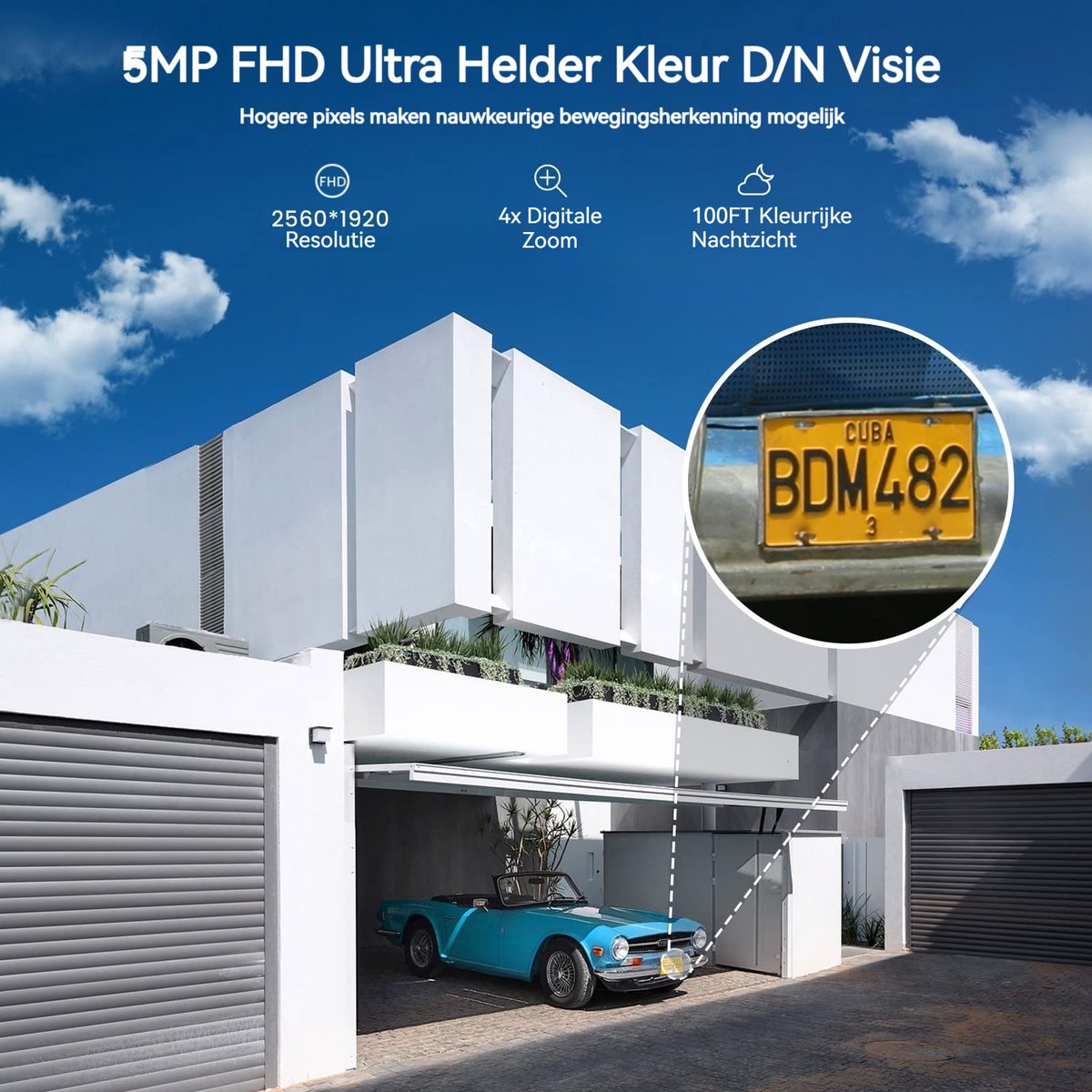 ieGeek 5MP Beveiligingscamera Braadloos Buiten - Zonne Energie Kamera - Draadloos Wifi - 360° PTZ - Werkt op Batterijen - Tschijnwerper en Sirene - Bewegingsdetectie - Kleuren-Nachtzicht - 2-Weg Audio - IP65 - Werkt met Alexa – foto 2