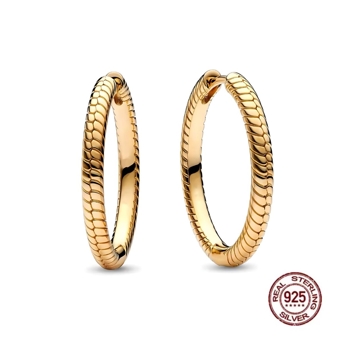 Oorhangers - 925 sterling zilver - goudkleurig - buddha style - enkele ring - 25 mm
