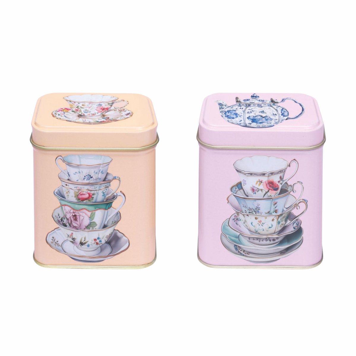 Teapots - Vershouddoos - Bewaarblik - Vierkant - Theepotjes en Theekopjes