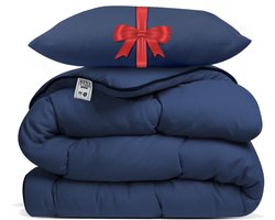 Avenue – Dekbed zonder overtrek 240x220 cm Blauw + Hoofdkussen 60x70 cm Blauw – Hoesloos – Anti-allergisch & wasbaar op 60°C – All Year comfort slaapbundel