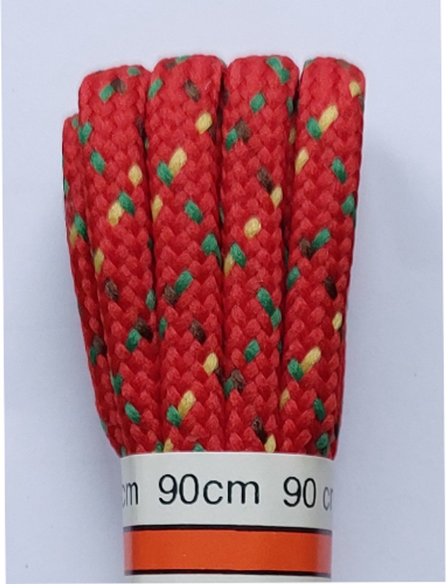 Bunnies Veter - Rood/Groen/Geel/Bruin - Meerkleurig - Rond - Koord Veters - Lengte 90 cm - Dikte 5 mm - Schoenveter