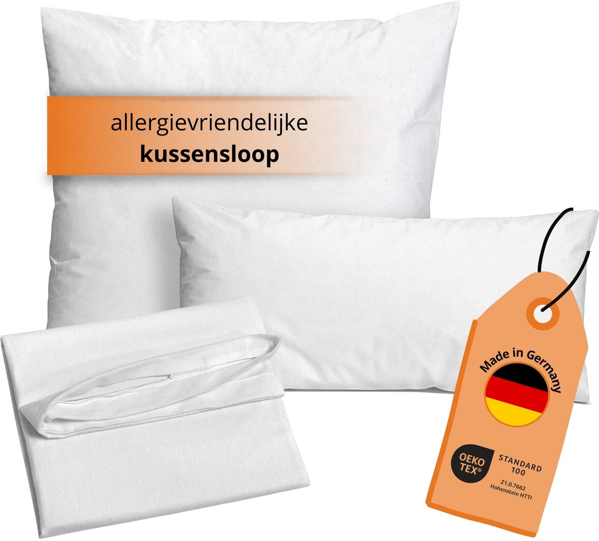 sleepling Evolon Encasing - kussensloop 80x80 cm - allergievriendelijke hoes voor hoofdkussen - kussenbeschermer tegen mijten en huisstof - wasbaar op 95 graden, kookvast - Made in Germany - 80 x 80 cm - wit