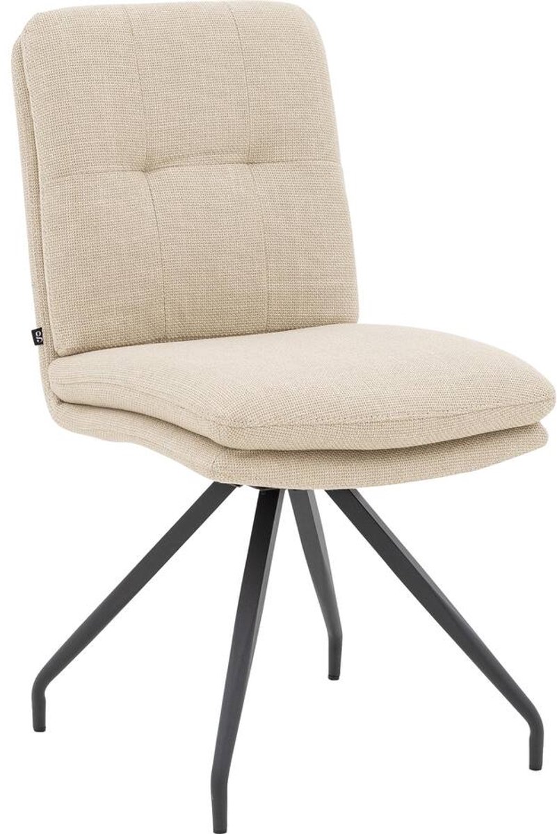 Goossens Eetkamerstoel Mirthe - Zonder Armleuning - Stof - Beige