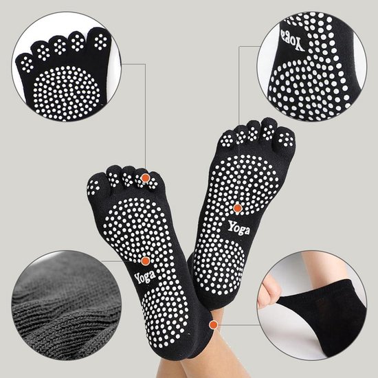 Antislip sokken met tenen voor mannen maat 41-43 - Katoenen pilates sokken voor yoga, grip en dans. van Merkloos — afbeelding 4
