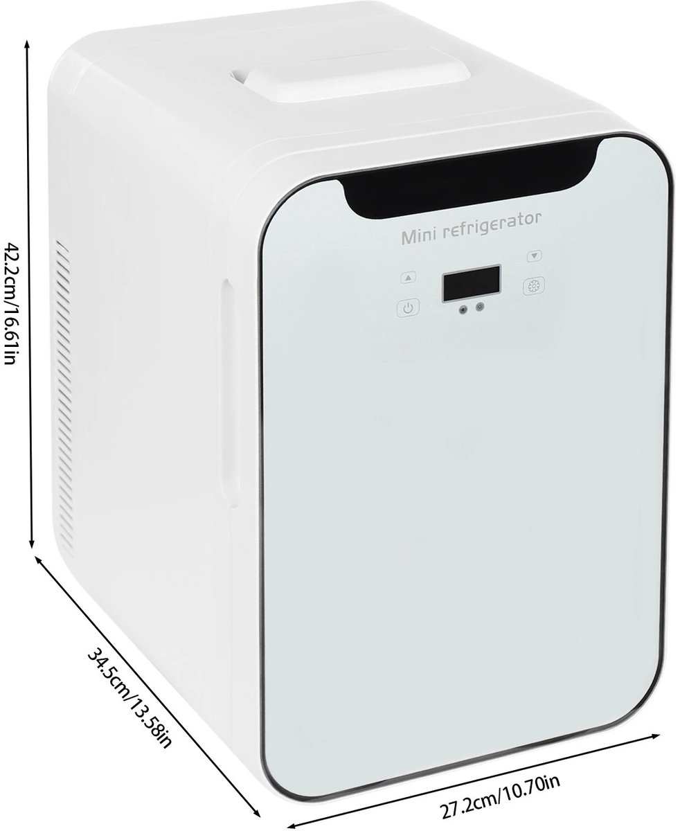 D&A Mini koelkast - Minibar - Minikoelkast - Mini koelkast voor drinken - Mini koelkastje - Mini koelkasten - 20 Liter - Wit