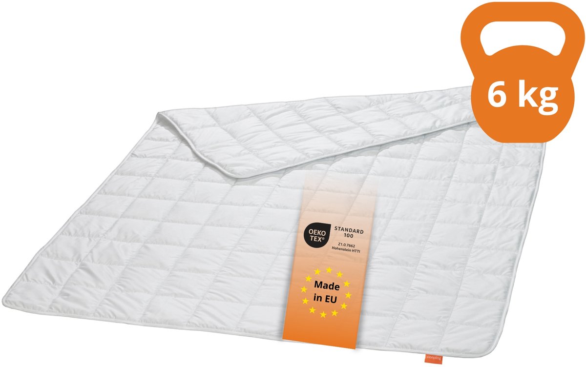 Sleepling verzwaringsdeken 6 kg - zwaar dekbed 135x200 cm - weighted blanket met glasparelvulling - als zware deken, therapiedeken, ontspanningsdeken tegen slaapproblemen en stress - Made in EU - 135 x 200 cm - wit