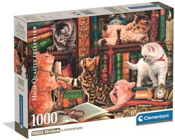 Puzzle Clementoni 1000 pièces chats Curious Whiskers compact.
