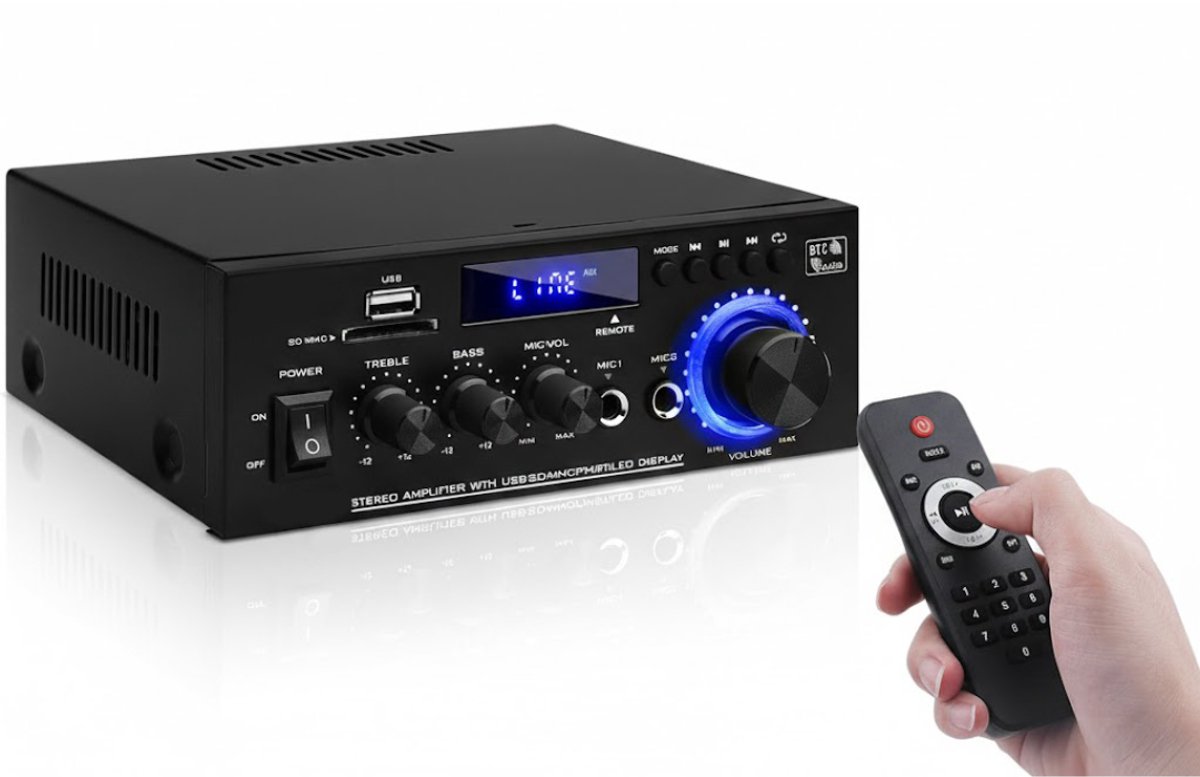 NBAP® Audio Versterker - Stereo Versterker - Amplifier- Complete Set-Zwart