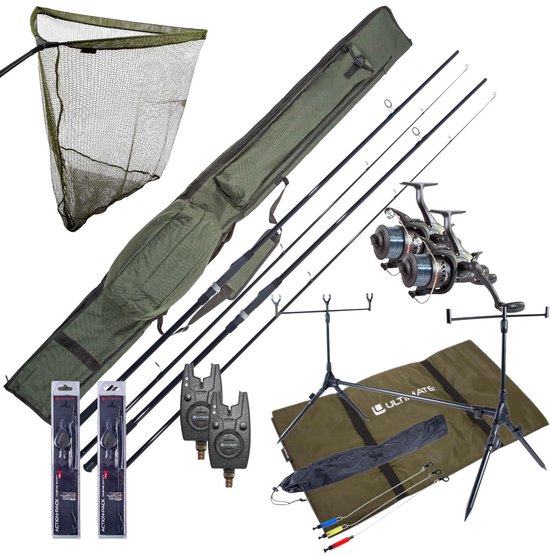 Complete Ultimate Karper Set met hengels, vrijloopmolens, rodpod, beetmelders en end-tackle! - Karper Set