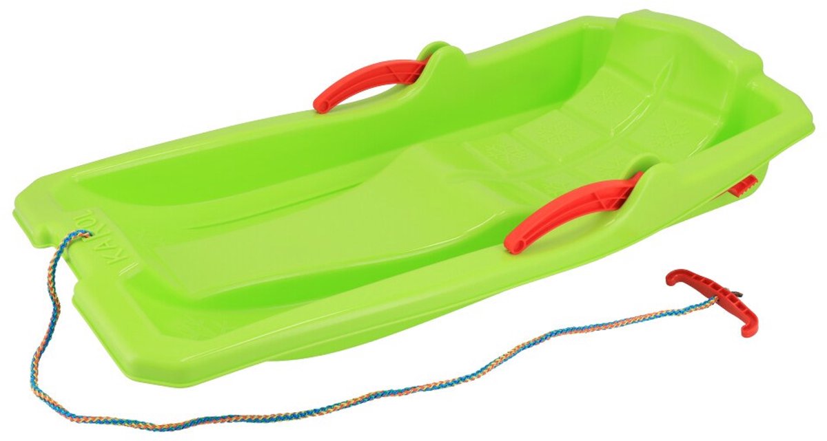 Baby Mix - Slee - Plastic bobslee met remmen groen one size - Sneeuwslee - Vorstbestendig - CE-gecertificeerd - Veilig - Kinderen