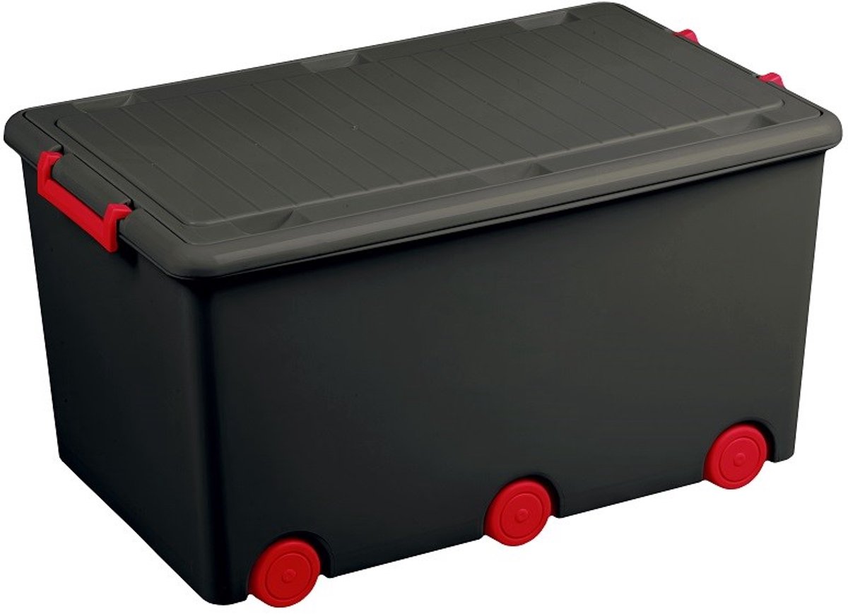 TEGA - Kast - Speelgoedkist op wielen grijs 60 liter 57x36x29 cm - Opbergbak - Speelgoedbak - Opbergdoos - Kinderkamer - Kunststof