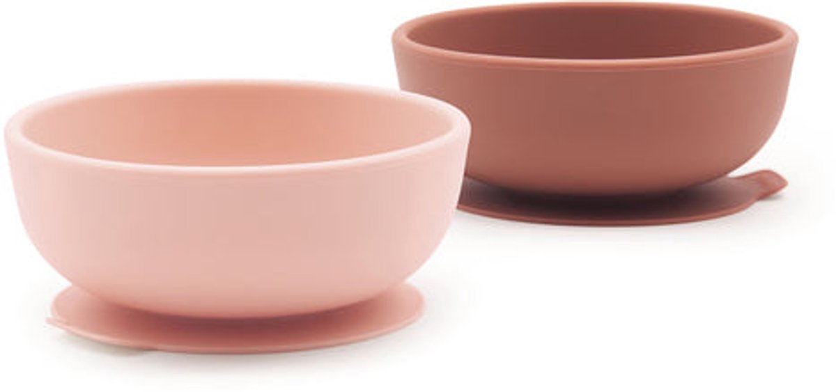 Ekobo - 2 x Siliconen Babykommen met zuigkracht - Anti-slip - Sterk - BPA-vrij - roze