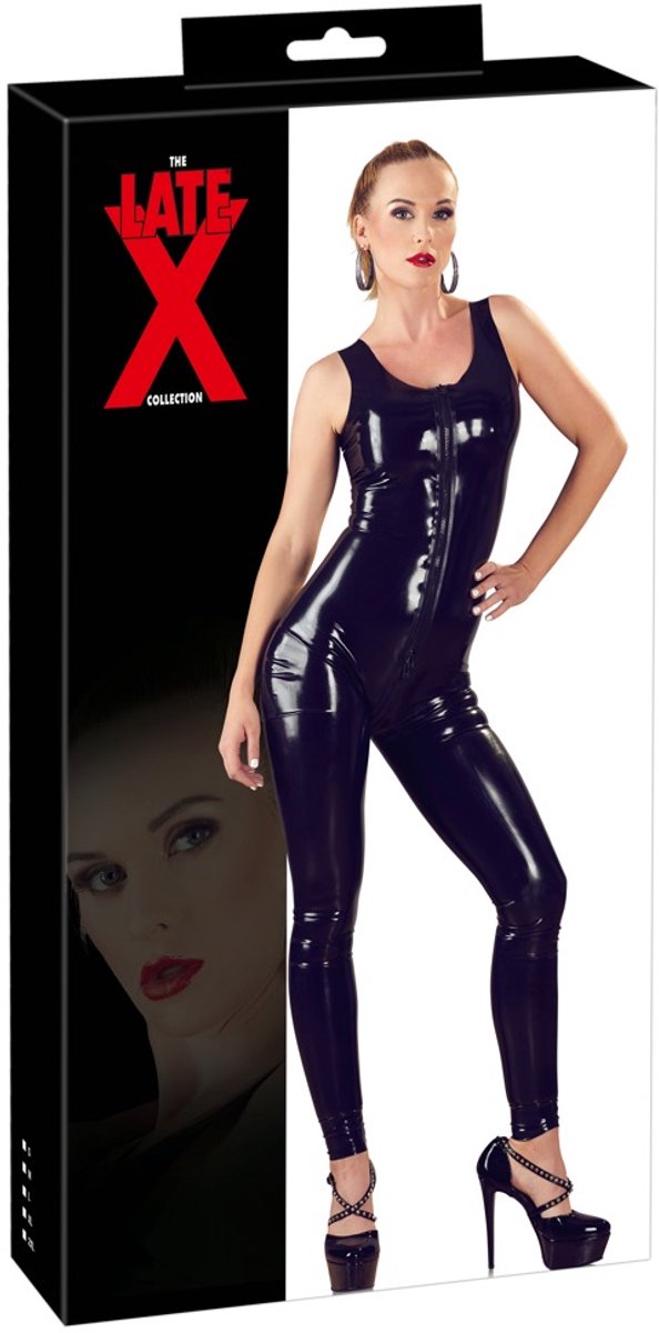 Mouwloos Latex Fetish Catsuit met Rits