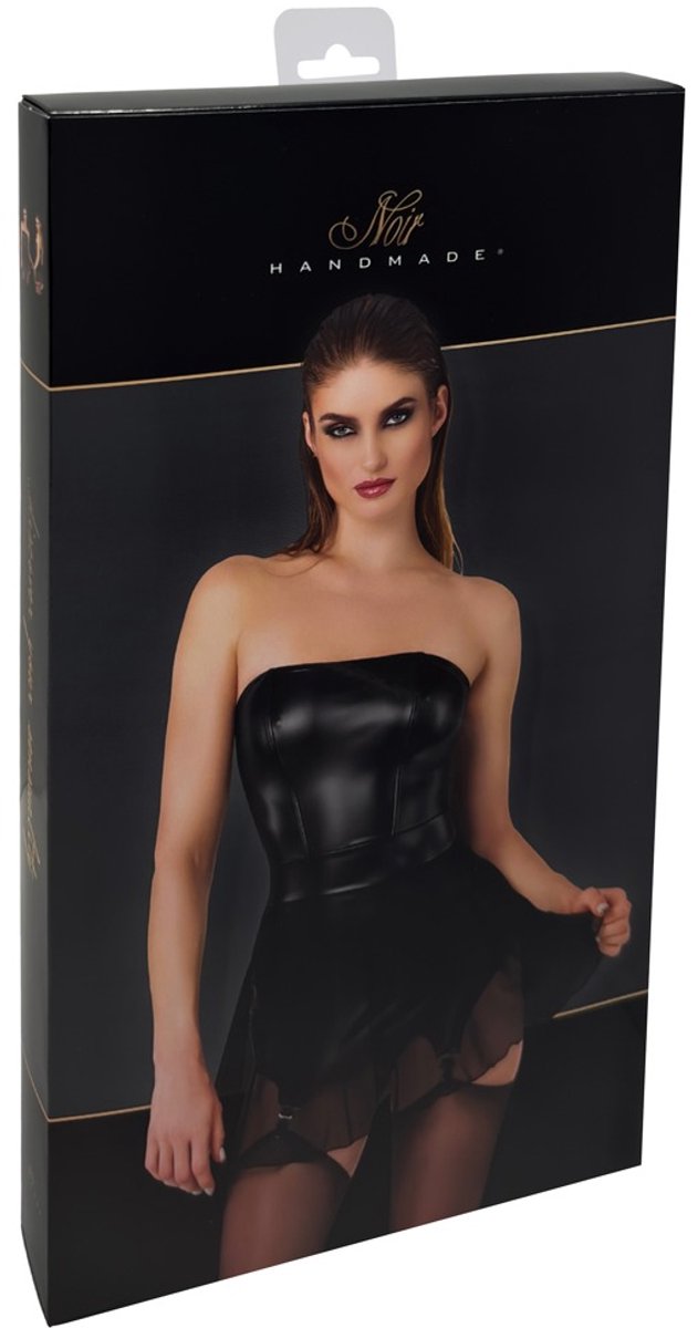 Noir Jurk Suspenders S