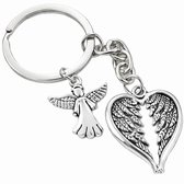 Porte-clés Ange Gardien & Cœur I Porte-clés Geluk I Get Well Soon Porte-clés Porte-clés I 2 pièces I Argent