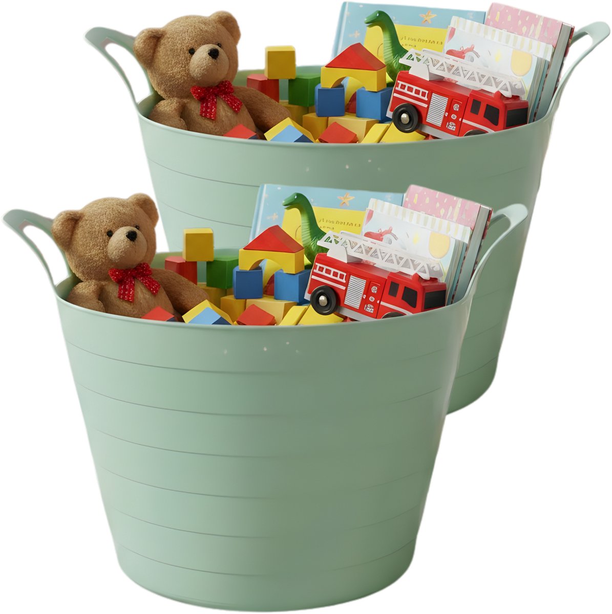Storage solutions Speelgoedmand - mint groen - 30 liter - kunststof - 54 x 37 cm - met handvatten
