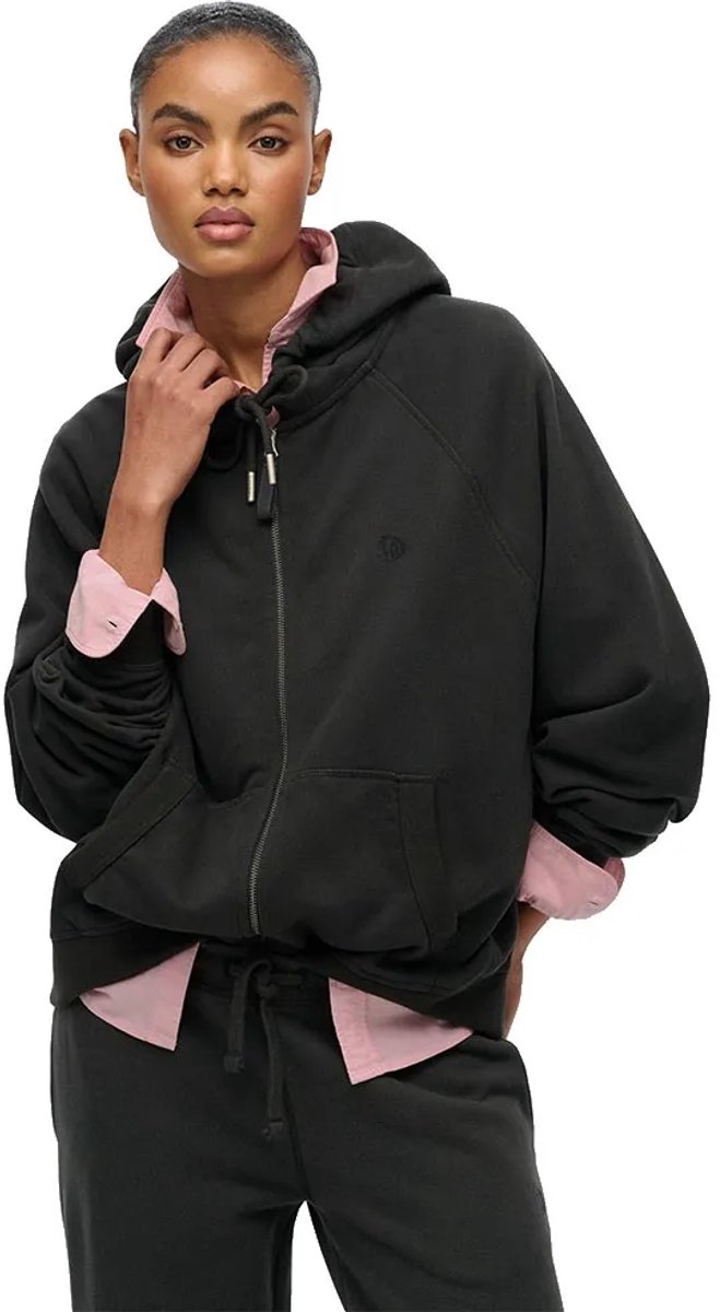 Superdry Studios Relaxed Zip Hoodie Dames Hoodies Zwart