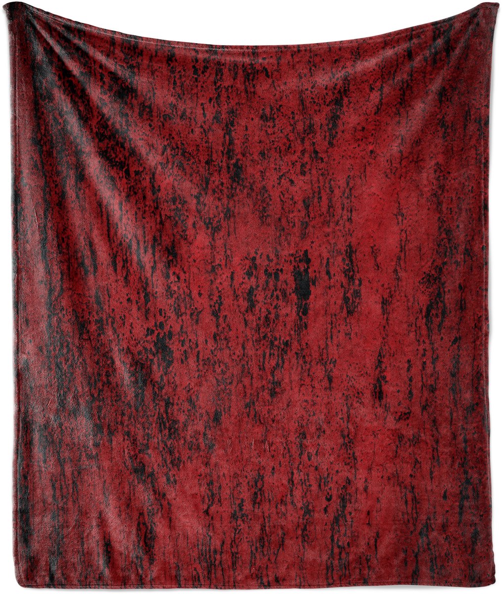 ABAKUHAUS Rode en zwarte zachte flanellen fleece deken, grungy look, knusse pluche plaid, 175 x 230 cm, zwart rood