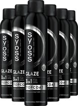 Syoss Glaze Topcoat Spray – 3 in 1 Styling, Gloss Booster en Hittebescherming tot 230°C – Intense Glans – 6x200 ml